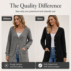 🧥Seasonal Style - V-Neck Cardigan with Relaxed Mid-Length – Soft Drape & Easy Pairing for Any Occasion