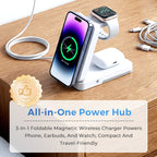 🔋 3-in-1 Foldable Magnetic Charging Stand | Wireless Charging Station for Phone, Watch & Earbuds | Compact & Space-Saving ✨