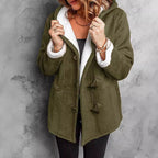 🧥Seasonal Style - Double-Breasted Hooded Coat – Soft Suede Outer & Warm Lining for Commute or Outdoor Wear