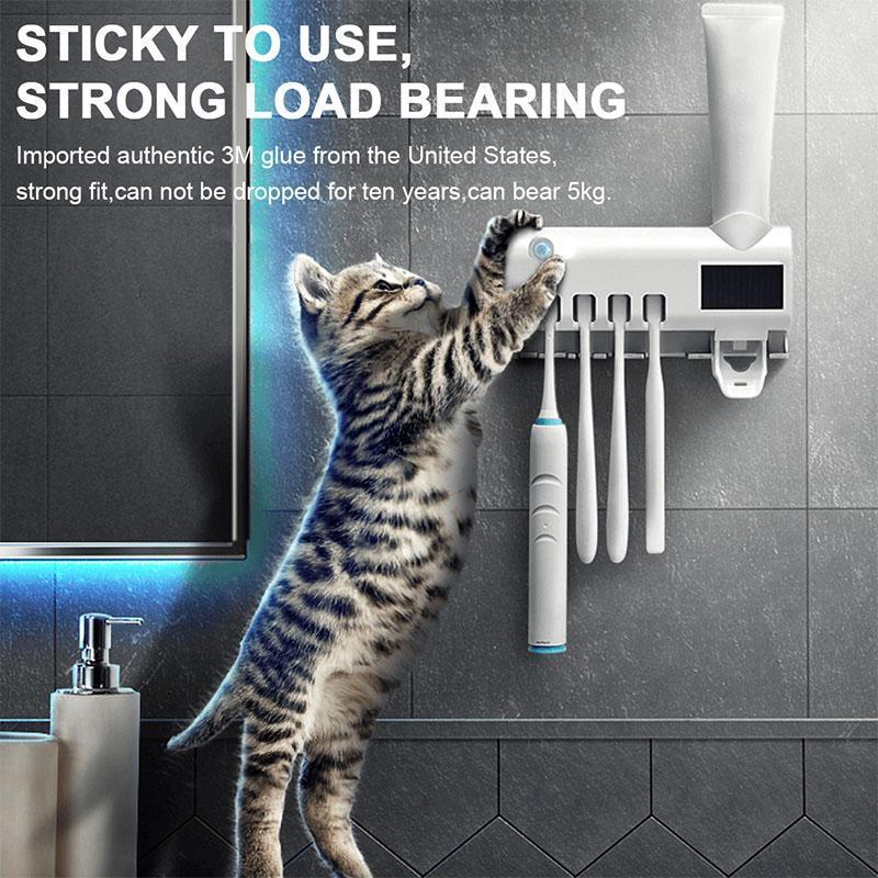 ✨ Wall-Mounted UV Toothbrush Sanitizer – 360° Sterilization, Human Induction & No-Drill Wireless Design – Cleaner Brushes, Fresher Bathroom