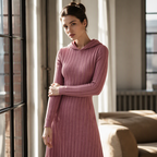 🧶 Textured Comfort | Women's Ribbed-Knit Hooded Maxi Dress with Pockets