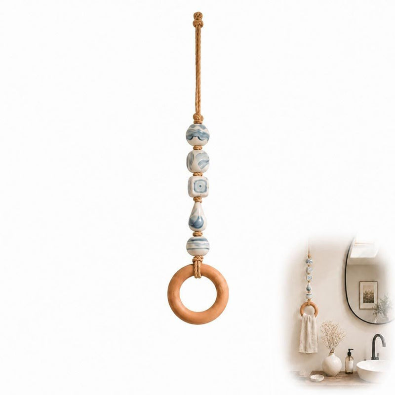 🏠Decorative Beaded Towel Hanger with Wooden Ring