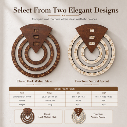 💥Circular Wooden Rotating Perpetual Calendar – Artistic, Interactive, Timeless ✨
