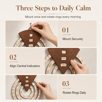 💥Circular Wooden Rotating Perpetual Calendar – Artistic, Interactive, Timeless ✨