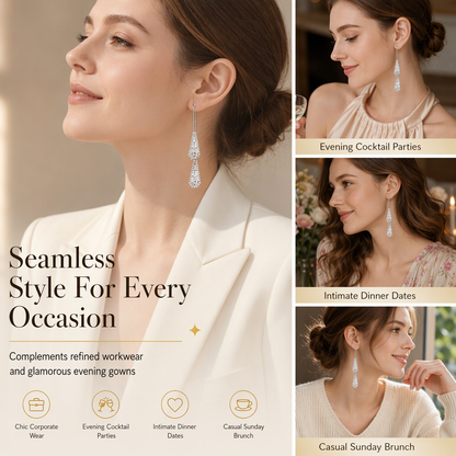 ✨ Women's Dual-Wear Zircon Water Drop Tassel Earrings – Elegant & Versatile 💎🌸