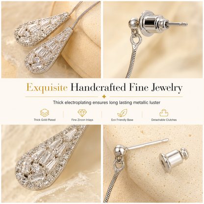 ✨ Women's Dual-Wear Zircon Water Drop Tassel Earrings – Elegant & Versatile 💎🌸