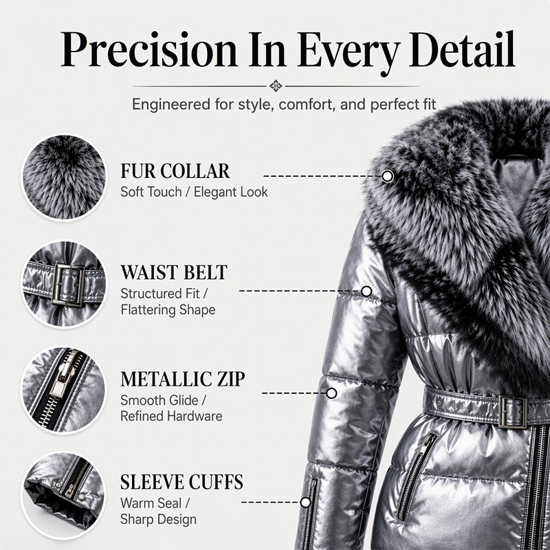 🖤Black Friday Sale🖤❄️Women's Padded Jacket with Faux Fur Collar