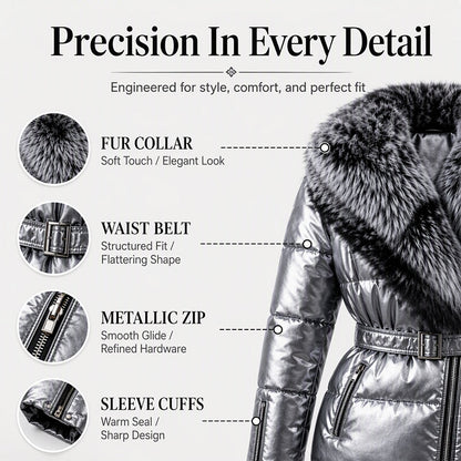 🖤Black Friday Sale🖤❄️Women's Padded Jacket with Faux Fur Collar