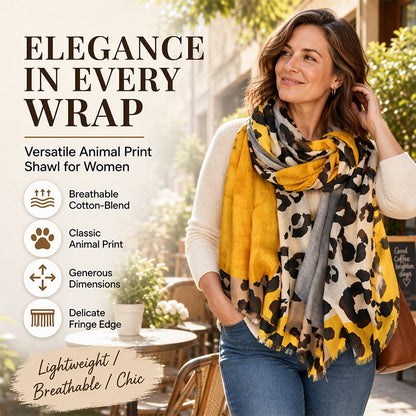 Versatile Lightweight Leopard Print Shawl Scarf