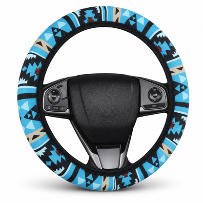 Universal 38cm Ringless Silk Steering Wheel Cover Printed Breathable Car Wheel Protector for All Seasons