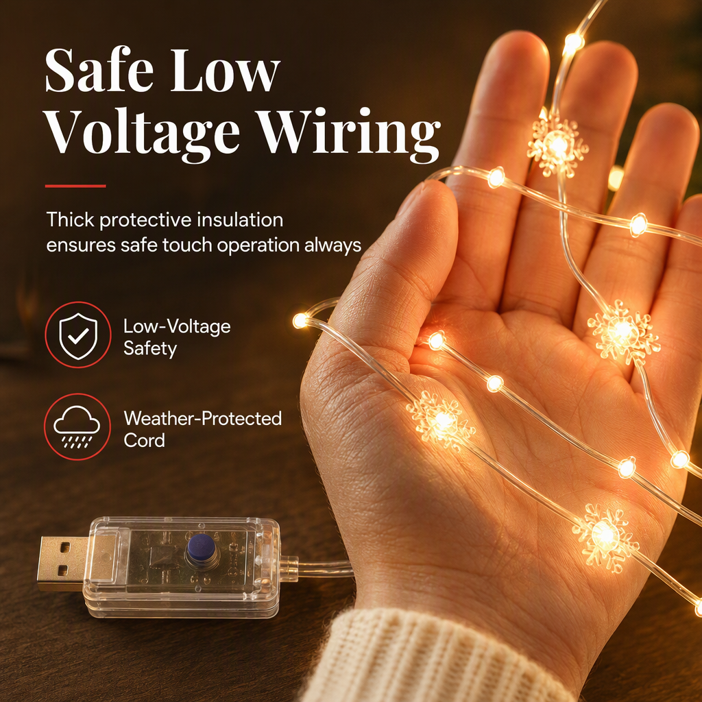 LED Christmas Icicle String Lights USB Powered Star and Christmas Tree Ring Hanging Lights for Holiday Window Decoration